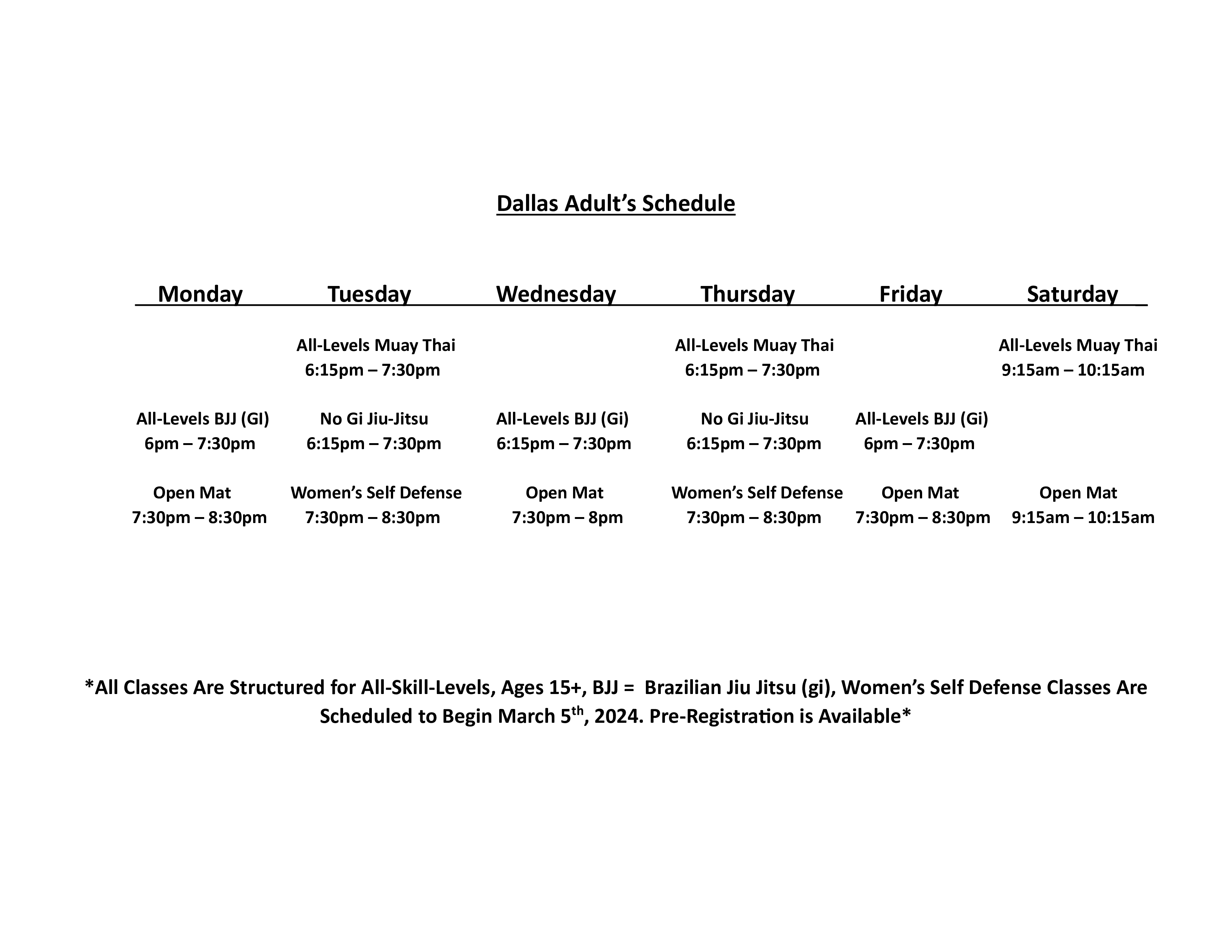 dallas schedule