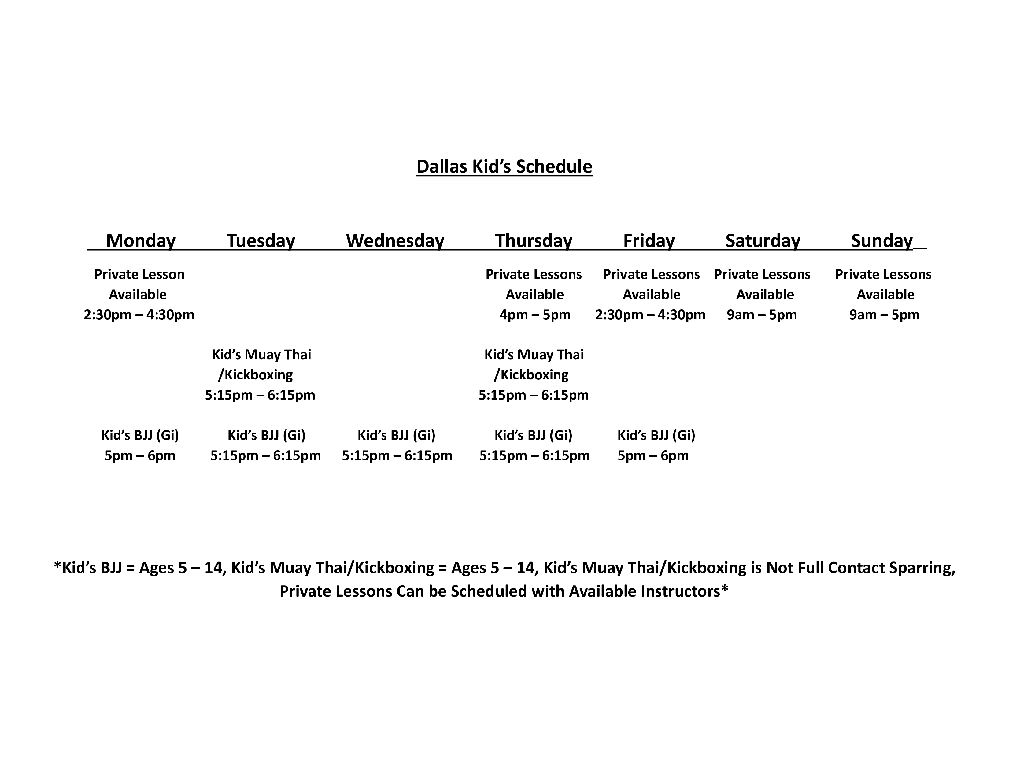 dallas schedule